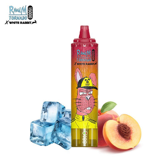 Peach Ice 15000 puffs - Tornado White Rabbit by RandM - Nicotine : 0mg